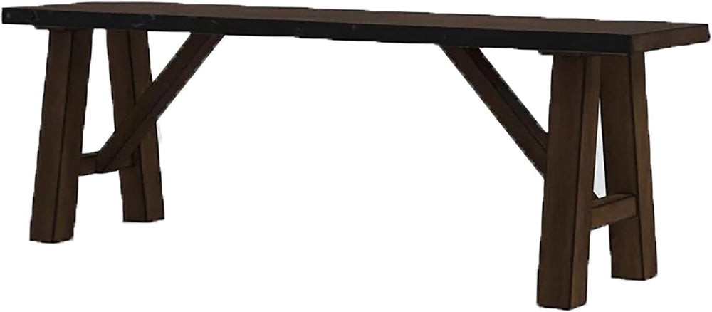 Furniture of America Drivet Rustic Wood Rectangle Dining Bench in Walnut