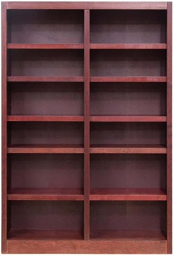 BOWERY HILL Traditional 84" Tall 12-Shelf Double Wide Wood Bookcase, Che...