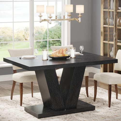 Tribesigns 47-Inch Dining Table for 4, Black Kitchen Dinner Table with Heavy ...