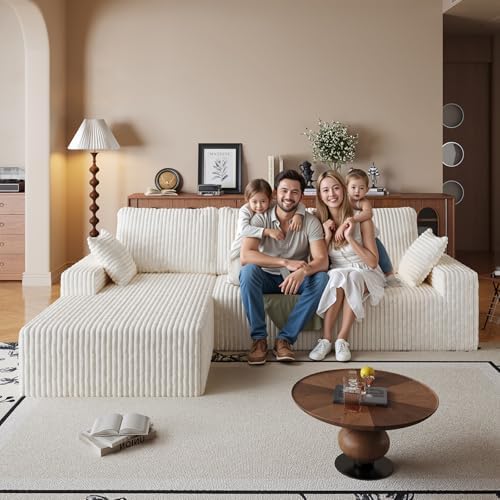 108" Modular Sectional Cloud Cream Couch for Living Room Deep Seat L Sha...