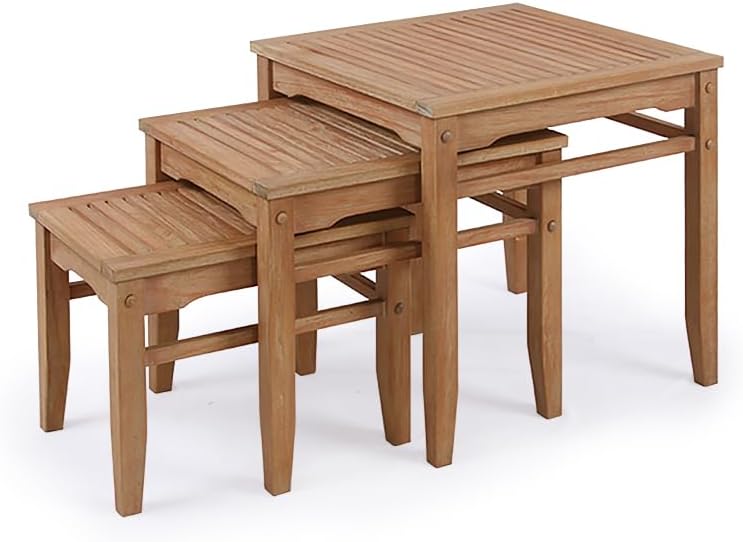 Cambridge Casual Arie Outdoor Nesting Side Tables Set of 3, Solid Indonesian ...
