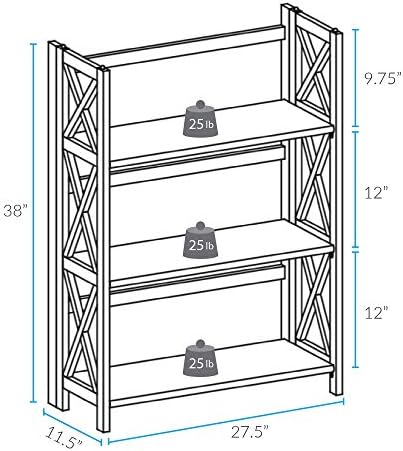 Casual Home Montego 3-Shelf Folding Bookcase, Black (New)