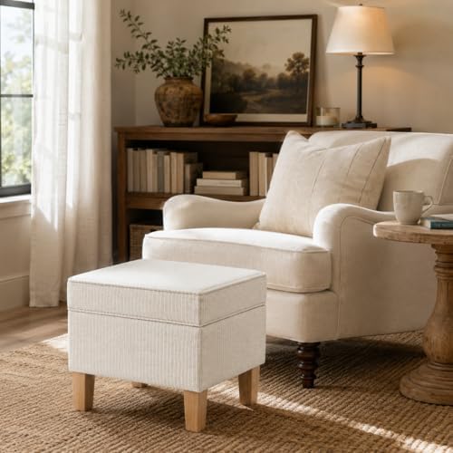 HomePop Home Decor | Upholstered Modern Rectangular Storage Ottoman | Hinged ...