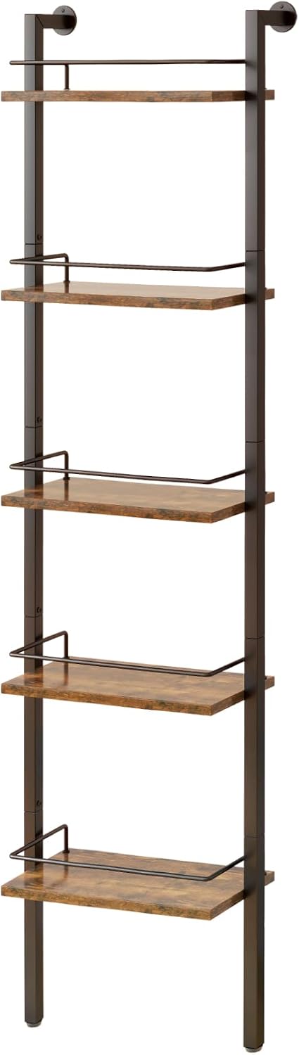 YMYNY 5-Tier Wall Mounted Wine Racks 16.93x7.87x69.68 Vintage Brown HWR001H |...