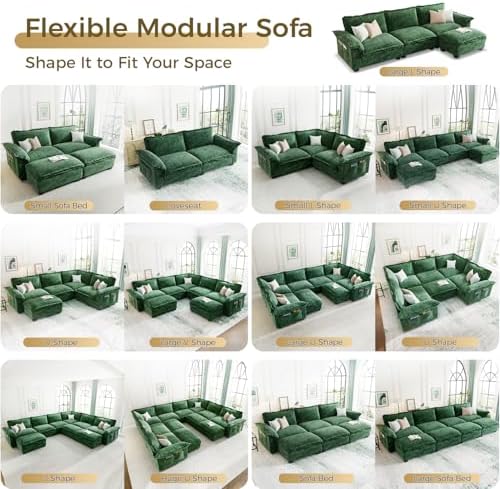 KKL Large V-Shaped Modular Sectional Sofa, 7 Seater Cloud Couch with Ottoman,...