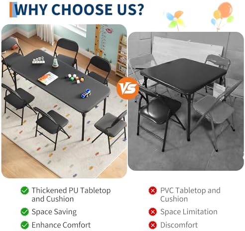 GAOMON 7 Piece Set Folding Table and Chairs Set for Boys and Girls