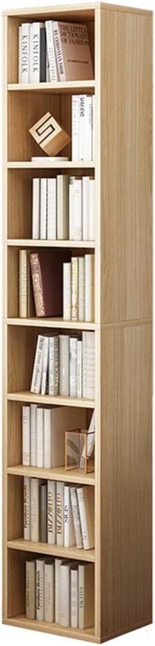 IOTXY Small Narrow Corner Bookcase - 71" Tall Gap Storage Cabinet, Oak