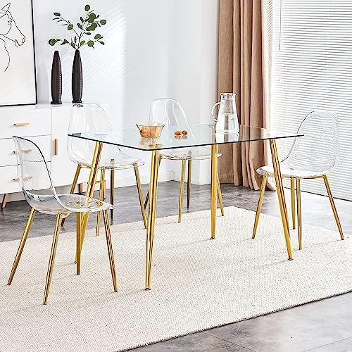 Baysitone Clear Dining Chairs Set of 4, Modern Kitchen Chairs with Transparen...