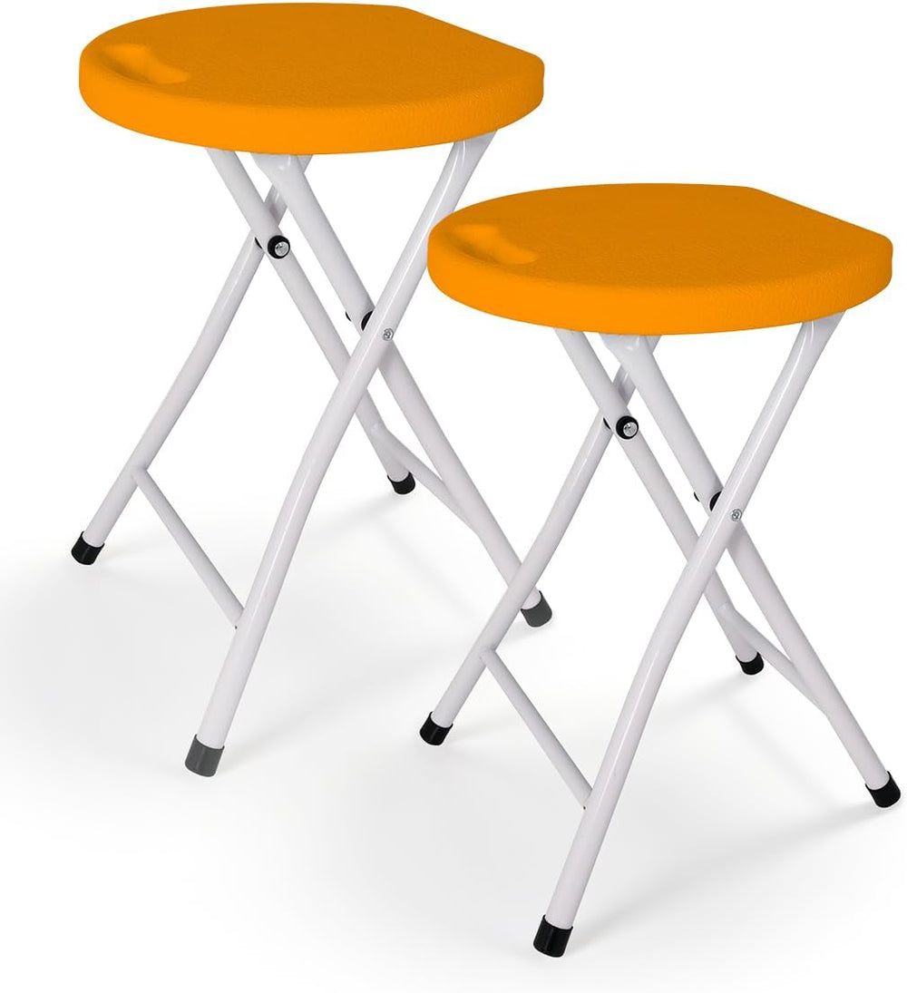 18 Inch Folding Stool with Handle, 2Pcs Orange