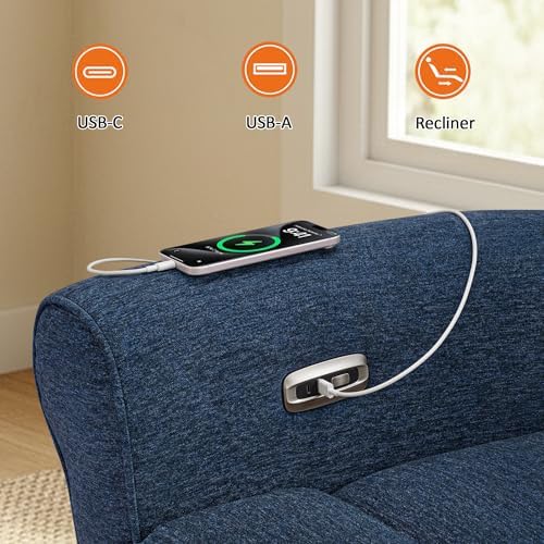 MCombo 87.8" Wall Hugger Power Reclining Sofa with Drop Down Table, 3-Se...