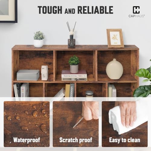 CAPHAUS 10 Cube 3 Tier Mid Century Bookshelf, 55” Wide Wooden Cube Storage Or...