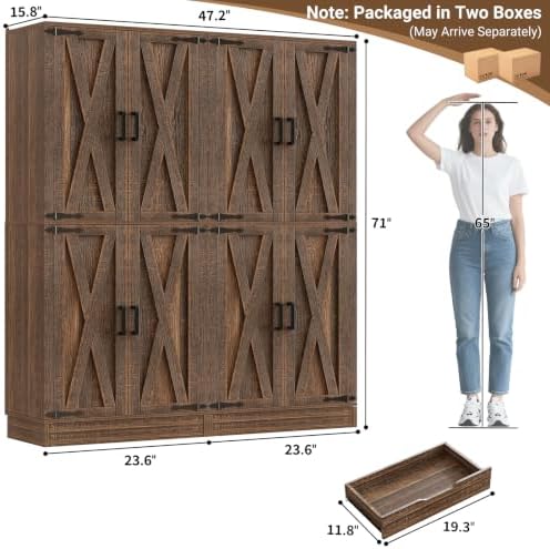 Unikito 71" Tall Kitchen Pantry Cabinet with Adjustable Shelve and Drawe...