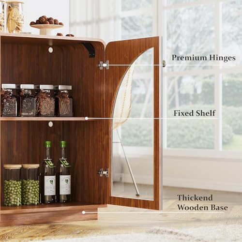 Sideboard Buffet Cabinet with Storage, 68" Walnut Credenza Accent Cabine...