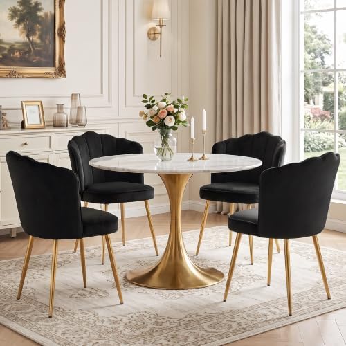 VECELO Velvet Dining Chairs Set of 2, Modern Upholstered Kitchen Chairs with ...