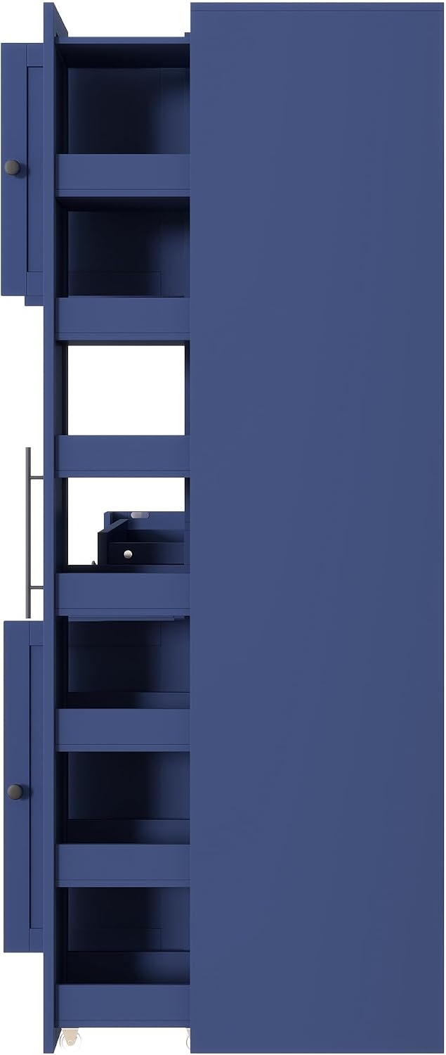 Buffet Cabinet with Hutch and Pull-Out Side Organizer, 70 in | P2 MDF, 6 door...