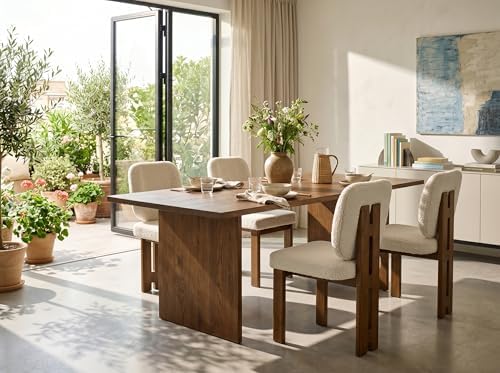 CIMOTA Modern Boucle Dining Chairs Set of 4, Upholstered Armless Side Chairs ...