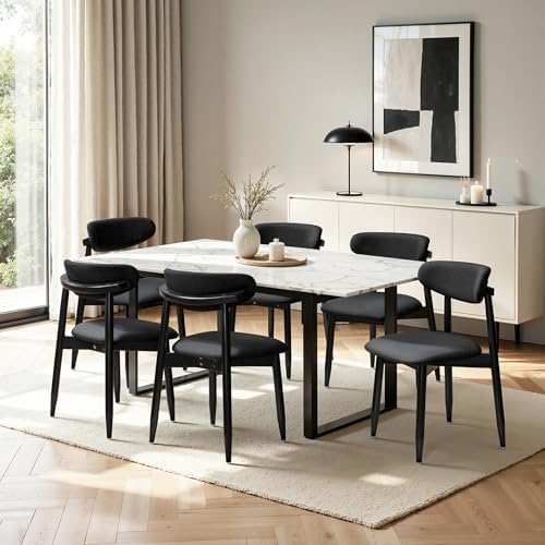 CHUN YI Dining Chairs Set of 4, Upholstered Solid Wood Dining Room Chairs, Mi...