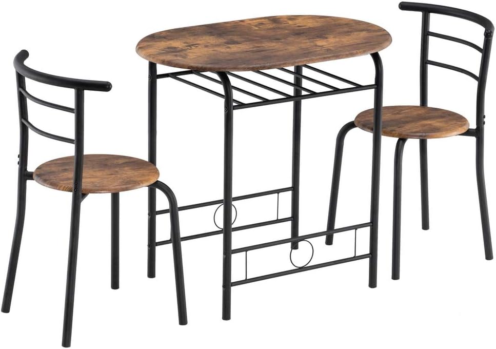 VINGLI 3 Piece Dining Set, Small Kitchen Table Set for 2, Breakfast Table Set...
