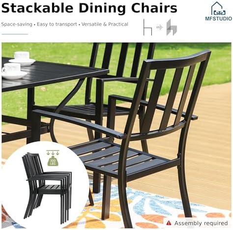 MFSTUDIO Outdoor Table and Chairs Set for 4,37“ Square Metal Table&Chairs