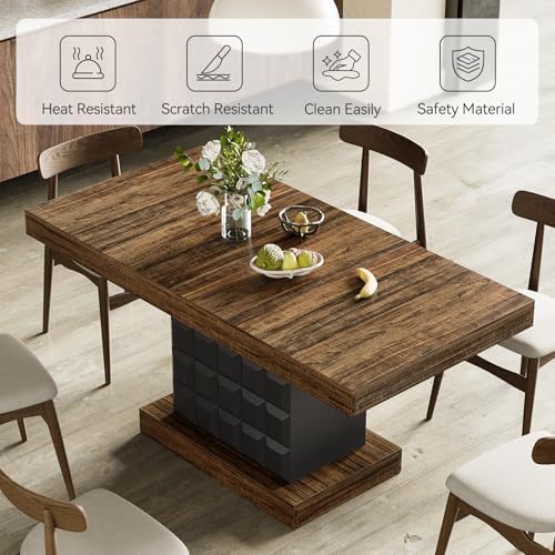 LITTLE TREE 63" Modern Dining Table, Rectangular Dinner Table for 4-6, F...
