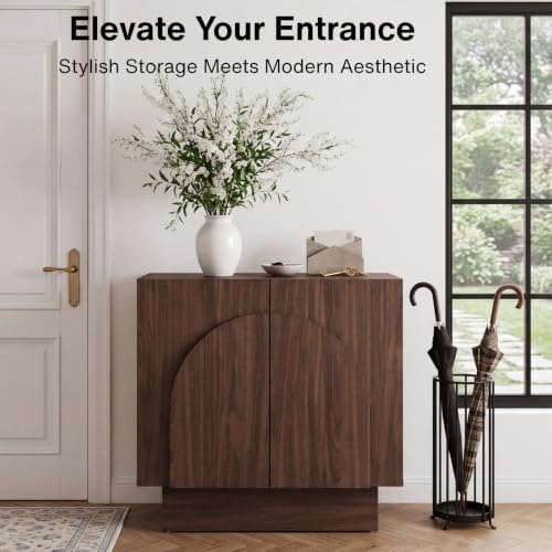 Ya-Home Walnut Sideboard Buffet Cabinet with Storage, 31.5” Modern Sideboard ...