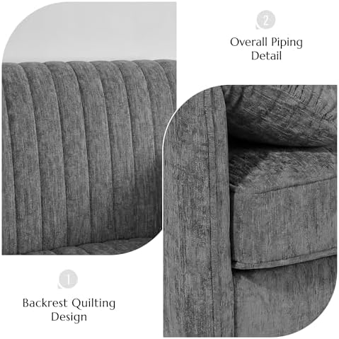 Modern Oversized Accent Reading Chair for Living Room, 43", Chenille, Gray