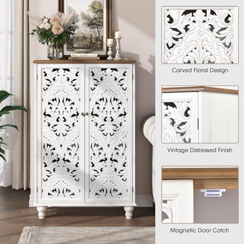 JOINICE 47" Tall Accent Cabinet with Doors & Storage for Living Room...