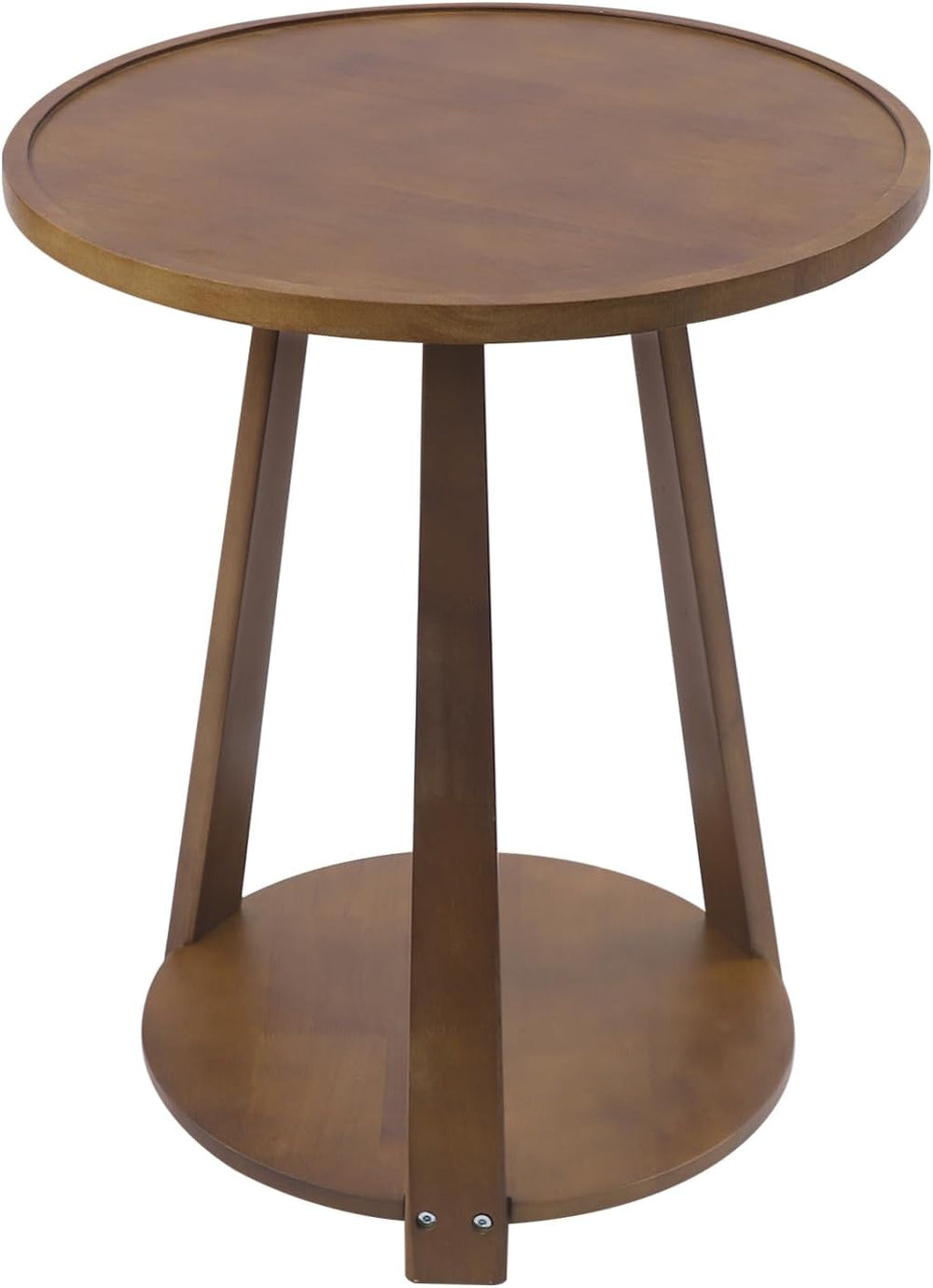 2-Tier Round Side Table - 20in Modern Solid Wood Small Round Table End Table ...