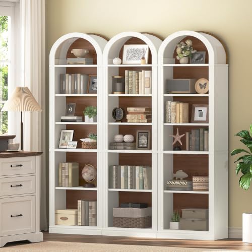 RALGEND Arched Bookshelf, 75.8" Tall Narrow Bookshelf, Arch Bookcase wit...