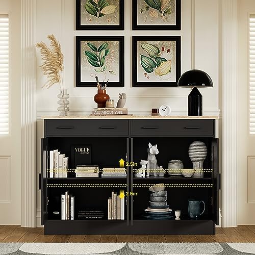 Anystyle 53" Black Buffet Cabinet with Storage, Kitchen Sideboard Buffet...