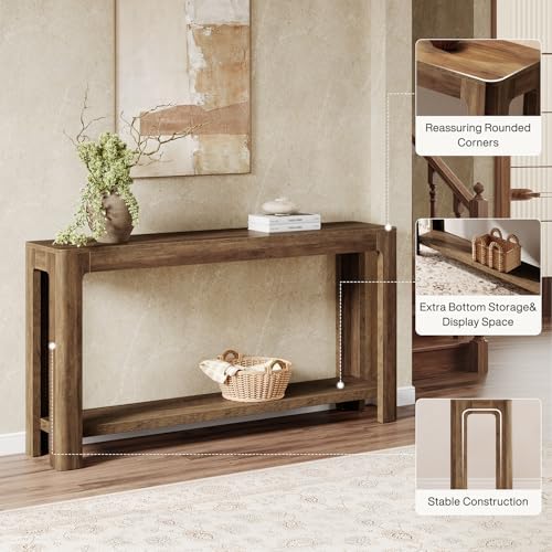 Tribesigns 63 Inch Entryway Console Table, 2-Tier Farmhouse Narrow Sofa Table...