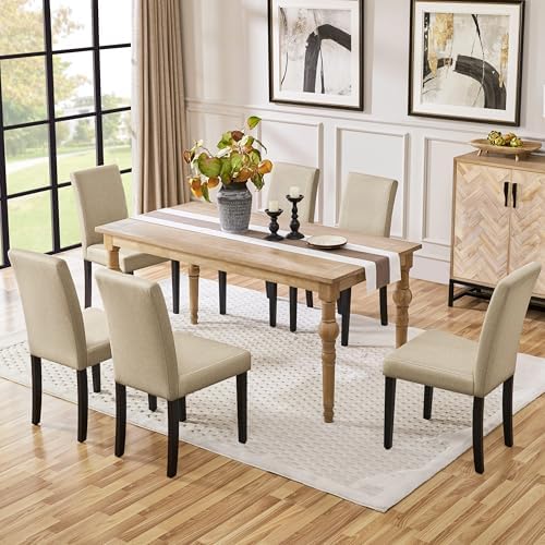 Yaheetech Dining Chairs Set of 4 Upholstered Kitchen Chairs Khaki
