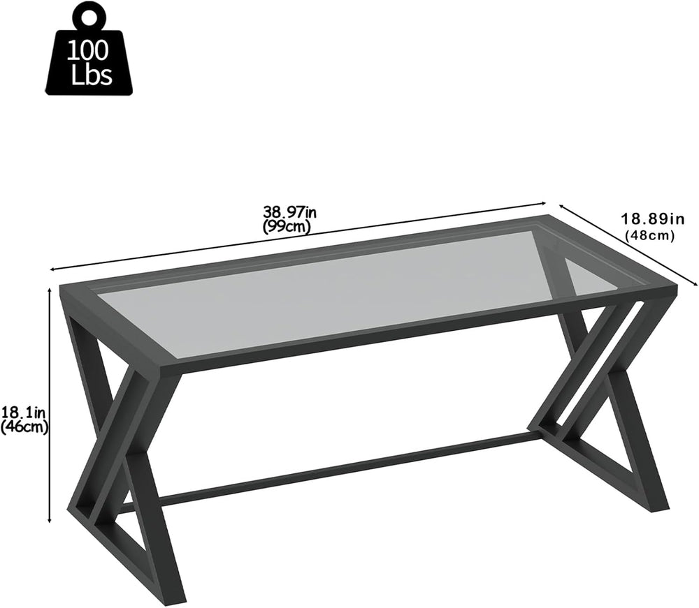Wolawu Coffee Table Grey Glass Coffee Tables for Living Room, Center Table