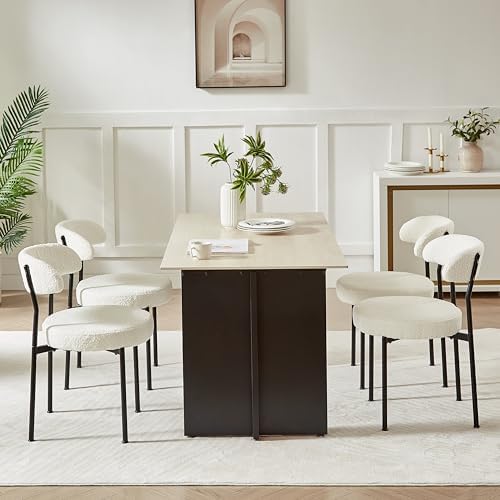 SoarFlash Dining Chairs, Beige Boucle Dining Chairs Set of 4, Kitchen Dining ...