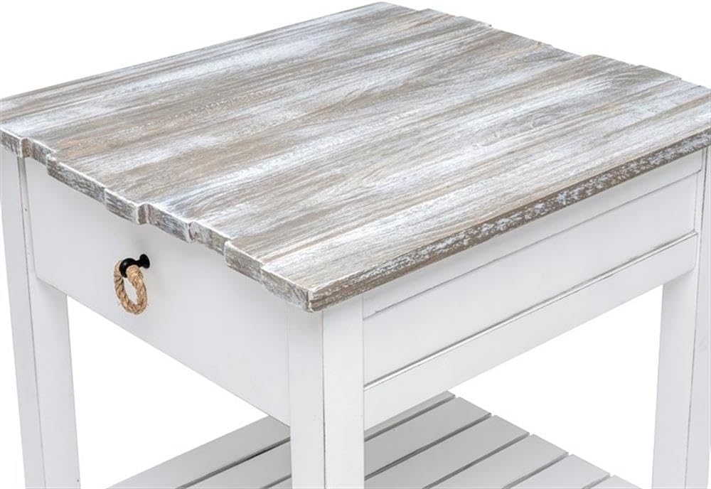 Pemberly Row Contemporary Wood End Table with Drawer, White/Gray Finish, 24&q...