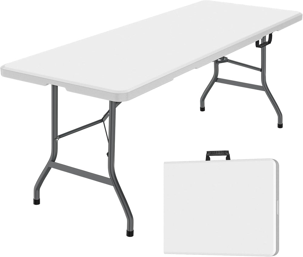 6 ft HDPE Folding Table with Anti-Arch Lock, Carry Handle, 330 lb Capacity