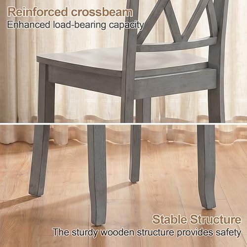 DUHOME Wood Dining Chairs Set of 4,Cross Back Solid Wood Kitchen Chairs