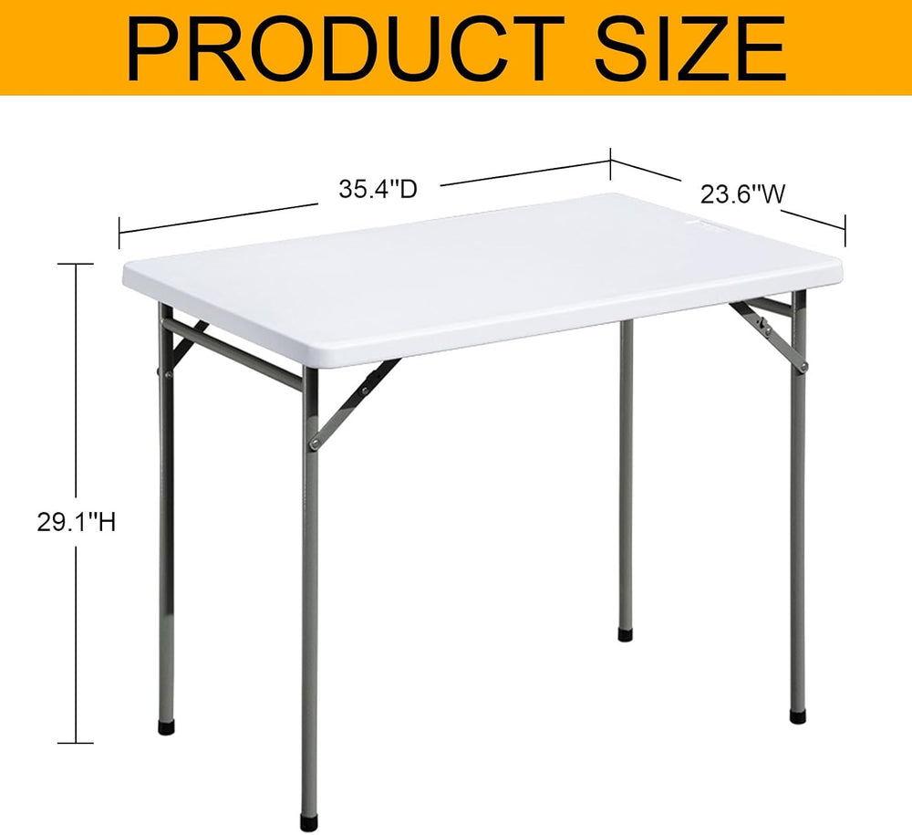 Folding Table 3ft Rectangular All-Occasion Plastic Folding Event Table for In...