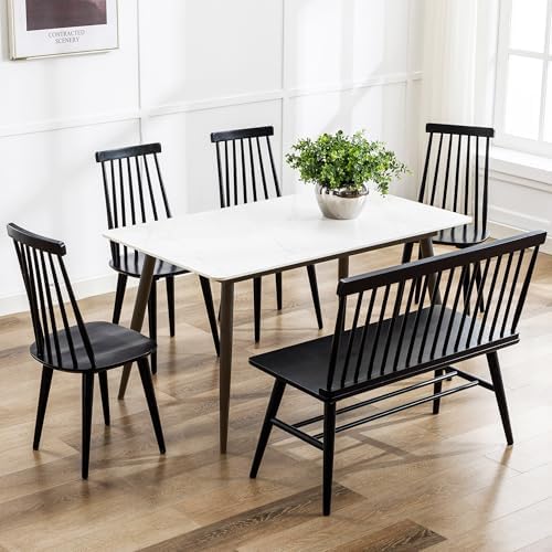 DUHOME Dining Chairs Set of 4 Wood Dining Room Chair Black Spindle Side Kitch...