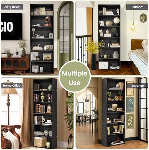 GRUSIGN 71" Tall 6-Tier Bookshelf, Large Open Display Bookcase with Ampl...