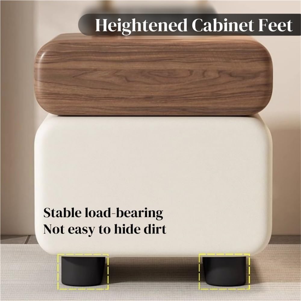 Modern Nightstand with 2 Drawers Minimalist Stylish Bedside Table Handleless ...
