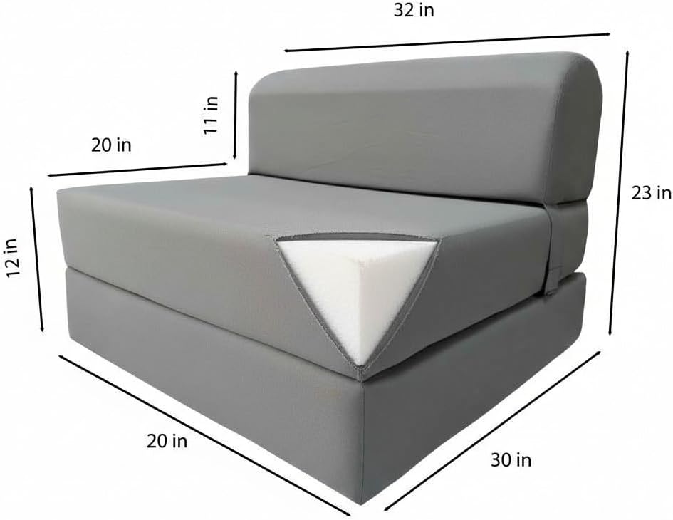 D&D Futon Furniture Sleeper Chair Folding Bed, Studio Sofa Guest Folded M...