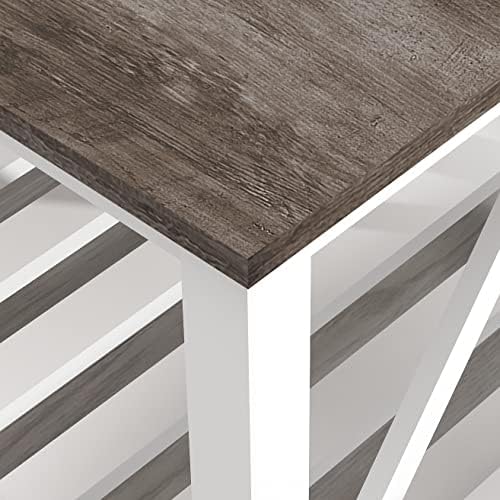 Farmhouse Coffee Table and End Table Set, Oak Grey Wooden Living Room Furnitu...