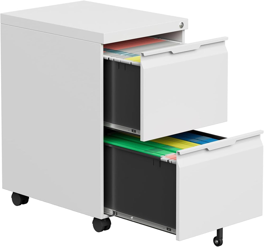 2 Drawer File Cabinet with Lock,Filing Cabinet for Home Office,Small Rolling ...