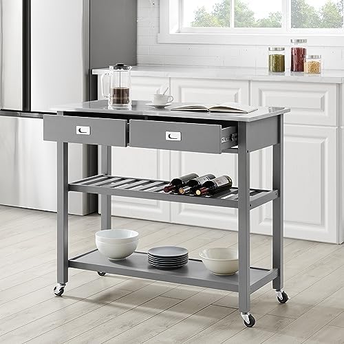 Crosley Furniture Chloe Rolling Kitchen Island | Storage Cart, Microwave Stan...
