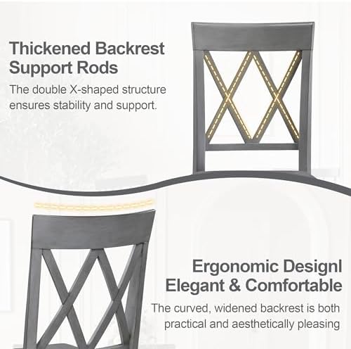 DUHOME Wood Dining Chairs Set of 4,Cross Back Solid Wood Kitchen Chairs