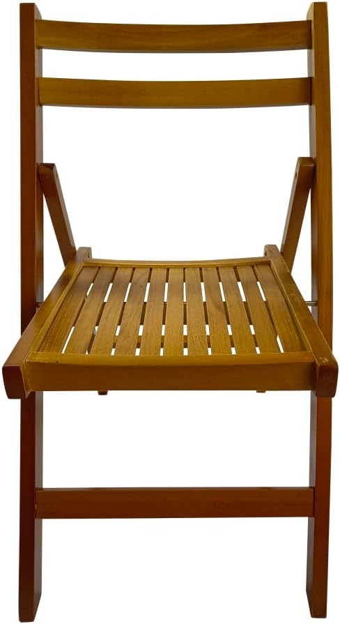 Wood Folding Chairs, Set of 4 Slatted Wood Event Chairs, Honey Color Foldable...