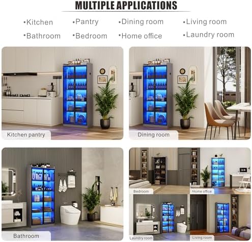 Dystler 65" Tall 5-Tier Display Cabinet with Doors and Adjustable Shelves