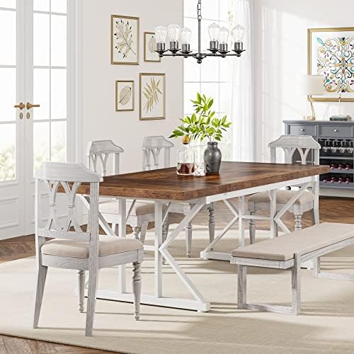 Tribesigns Farmhouse Dining Table for 6 People, 70.8-Inch Rectangular Wood Di...