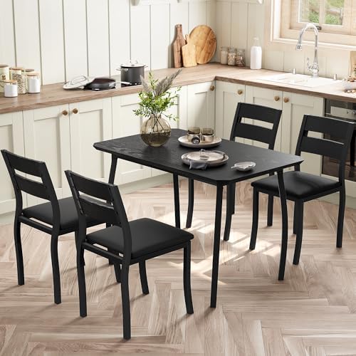 IDEALHOUSE Dining Table Set for 4 Modern Kitchen Table and Chairs Set with Ch...